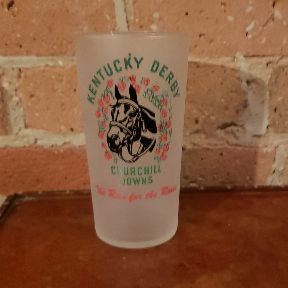 White and Green Frosted Drinkware Glass